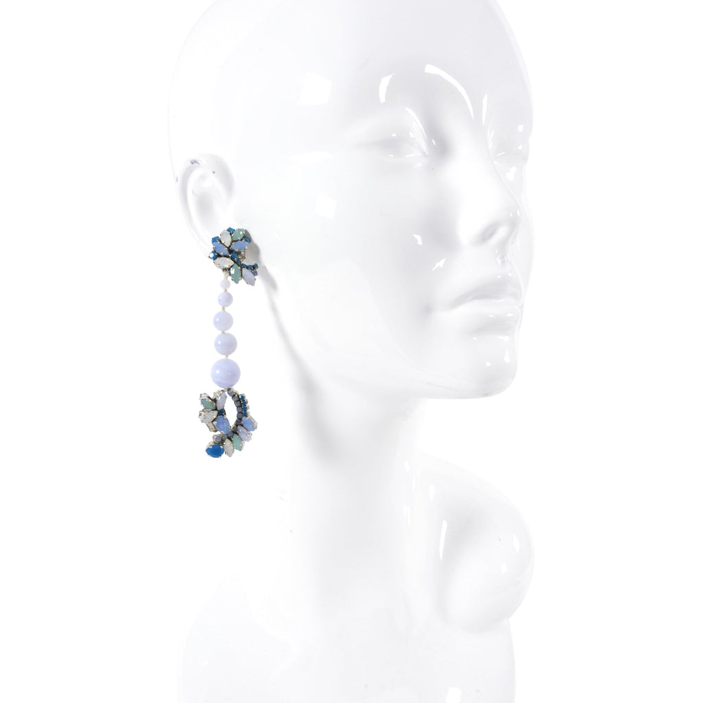 Ericson Beamon Blue Rhinestone Bead Long Earrings