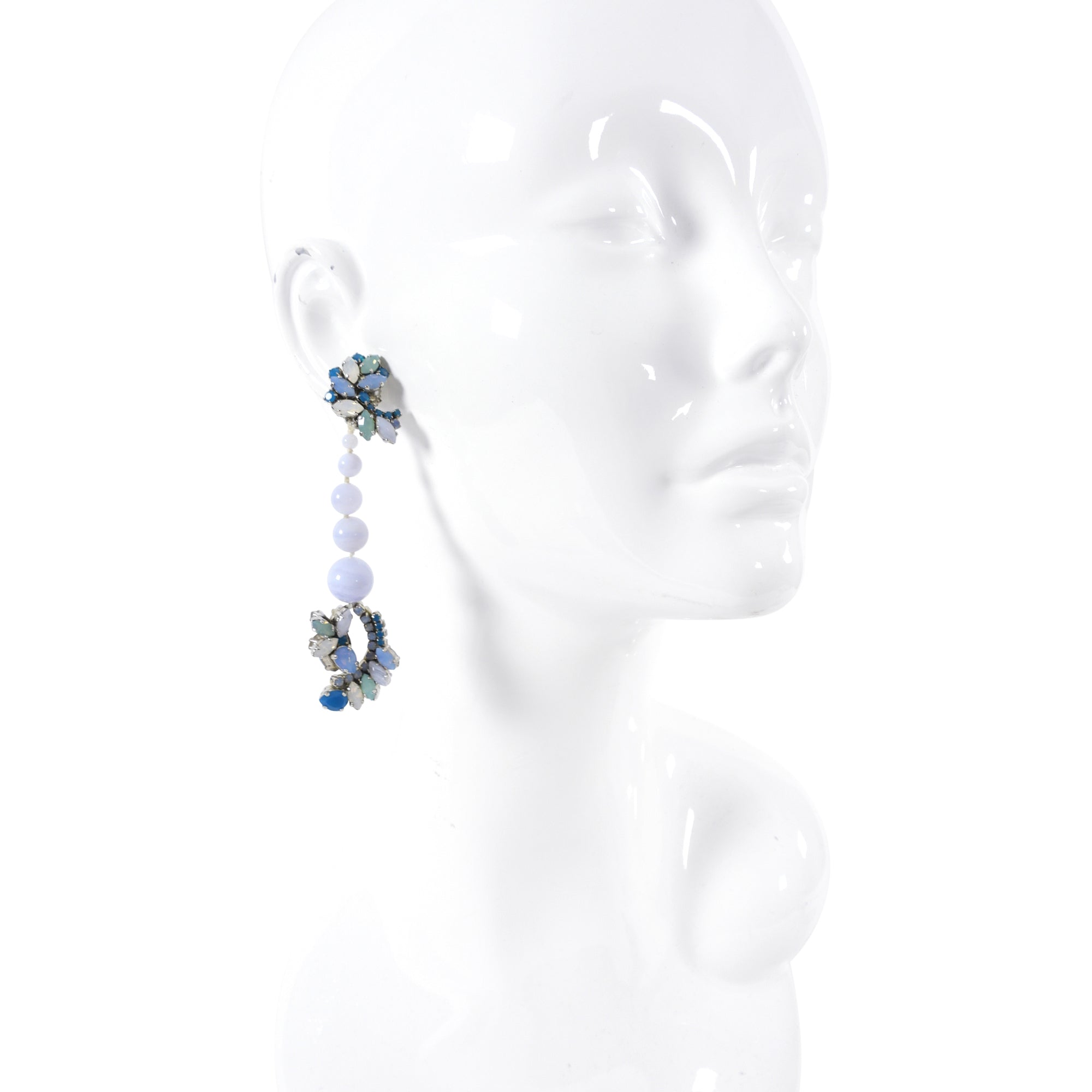 Ericson Beamon Blue Rhinestone Bead Long Earrings