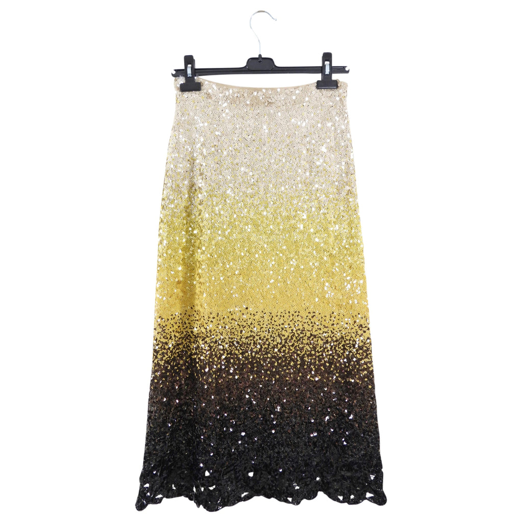 Ermanno Scervino Yellow to Black Ombre Sequin Long Skirt - IT44 / USA 8