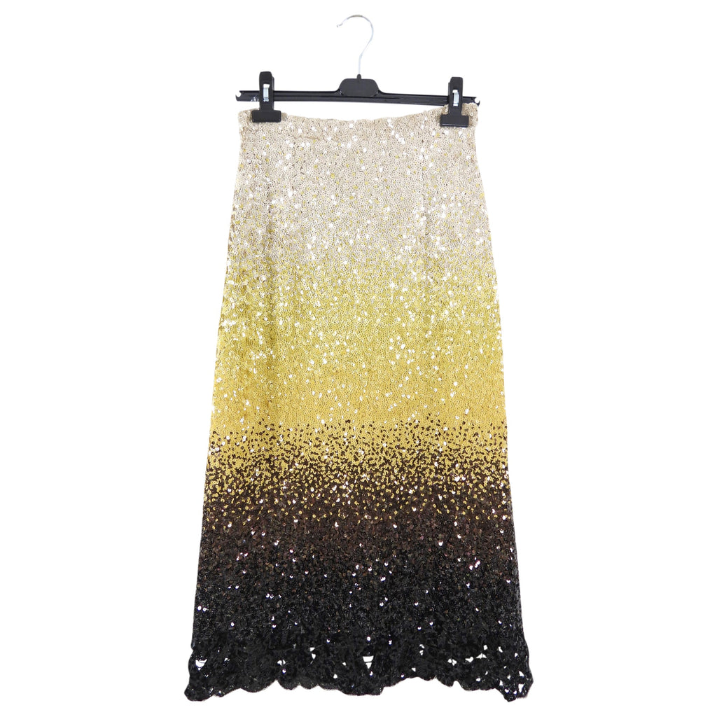Ermanno Scervino Yellow to Black Ombre Sequin Long Skirt - IT44 / USA 8