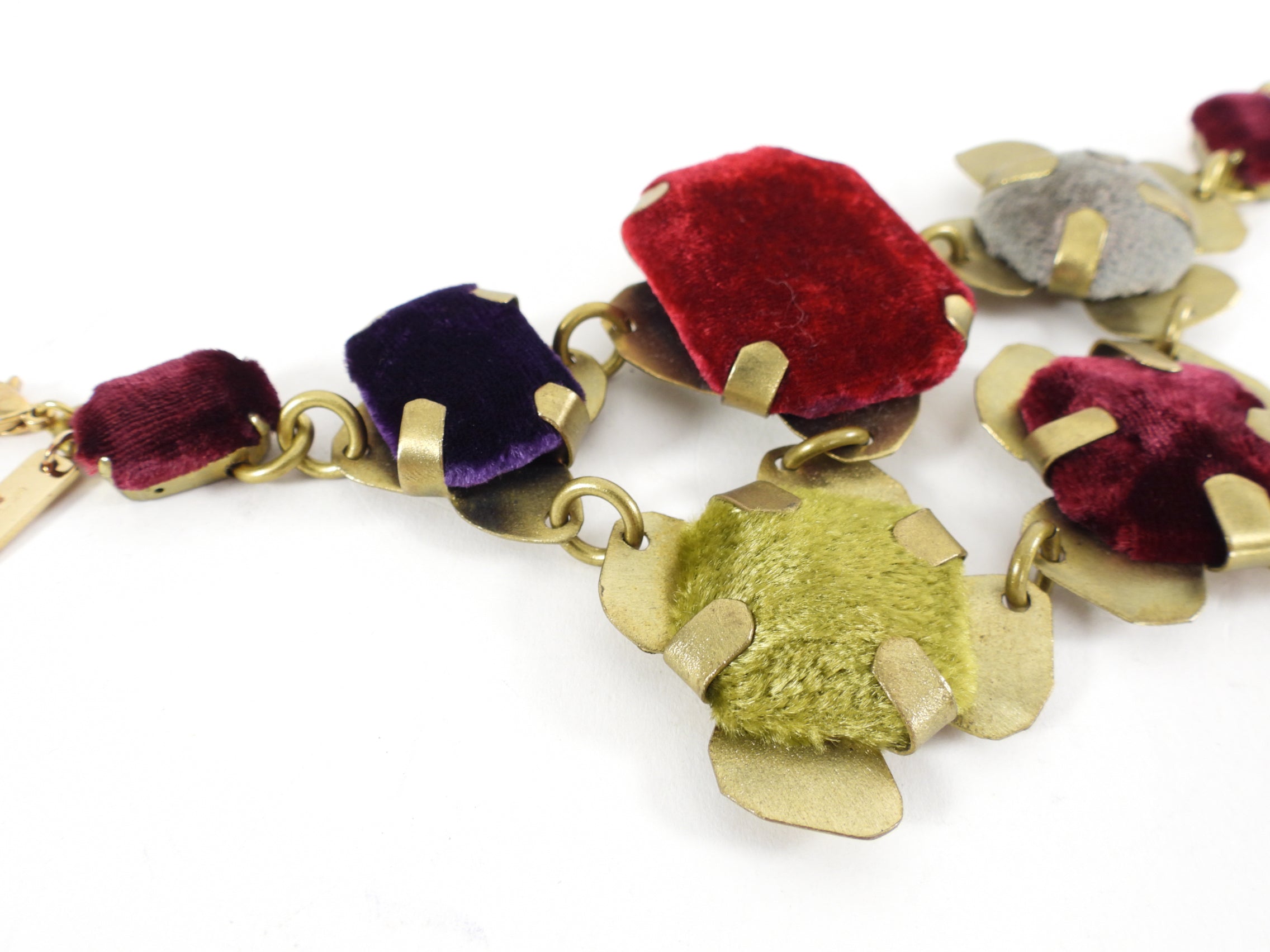 Etro Velvet Floral Link Statement Bracelet