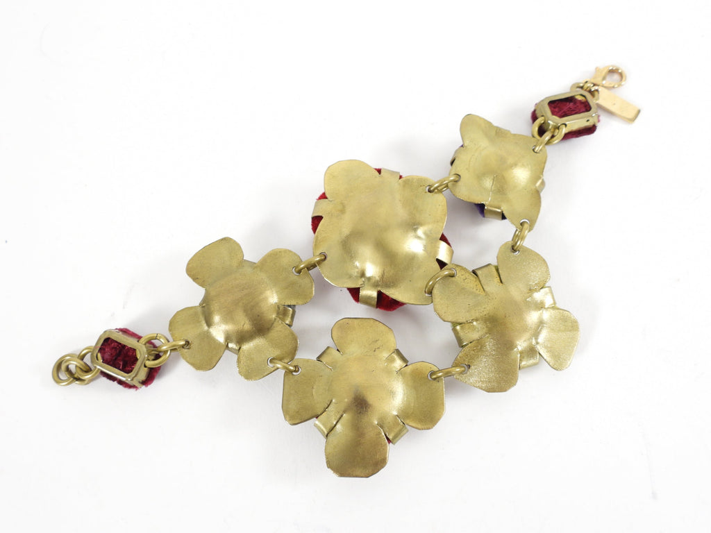 Etro Velvet Floral Link Statement Bracelet