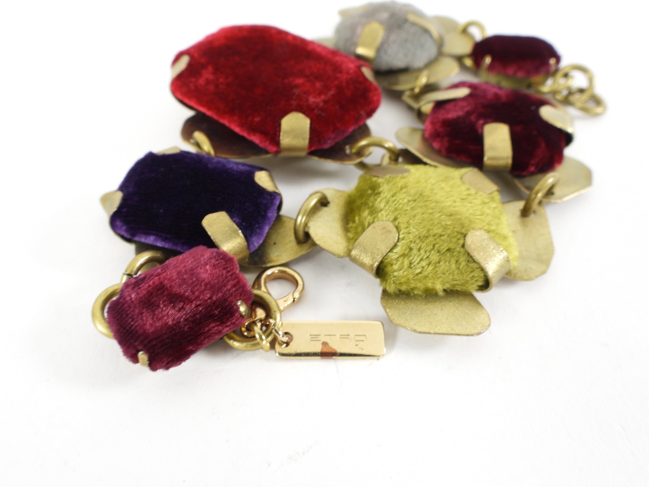 Etro Velvet Floral Link Statement Bracelet