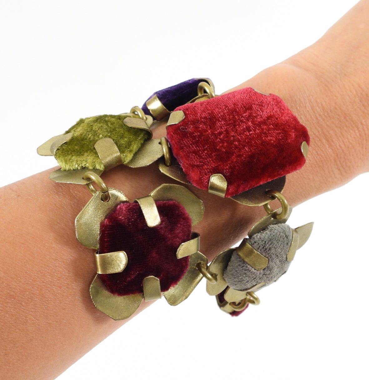 Etro Velvet Floral Link Statement Bracelet