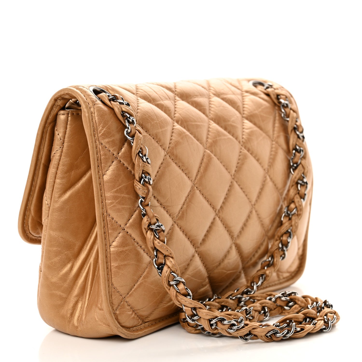 Aged Calfskin Vintage Ligne Flap Gold