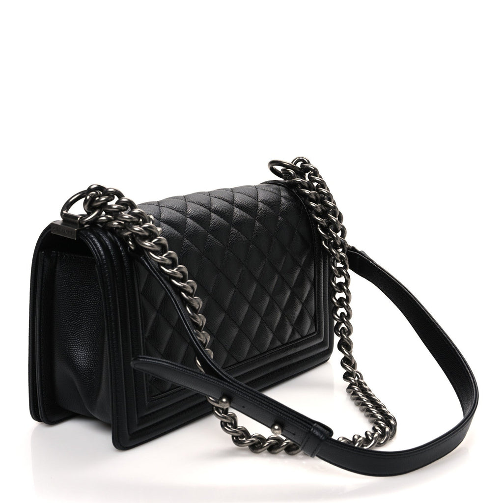 Caviar Quilted Medium Boy Flap Black