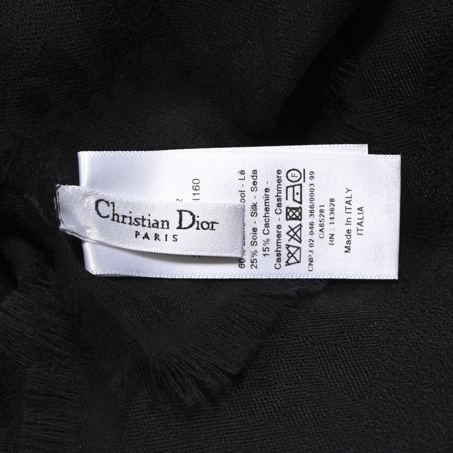 Wool Silk Cashmere Oblique Shawl Black