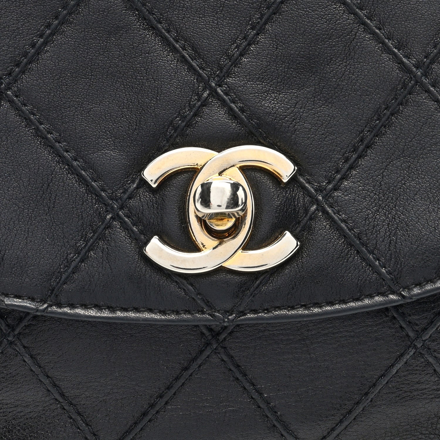 Calfskin Quilted Flap Waist Belt Bag Black