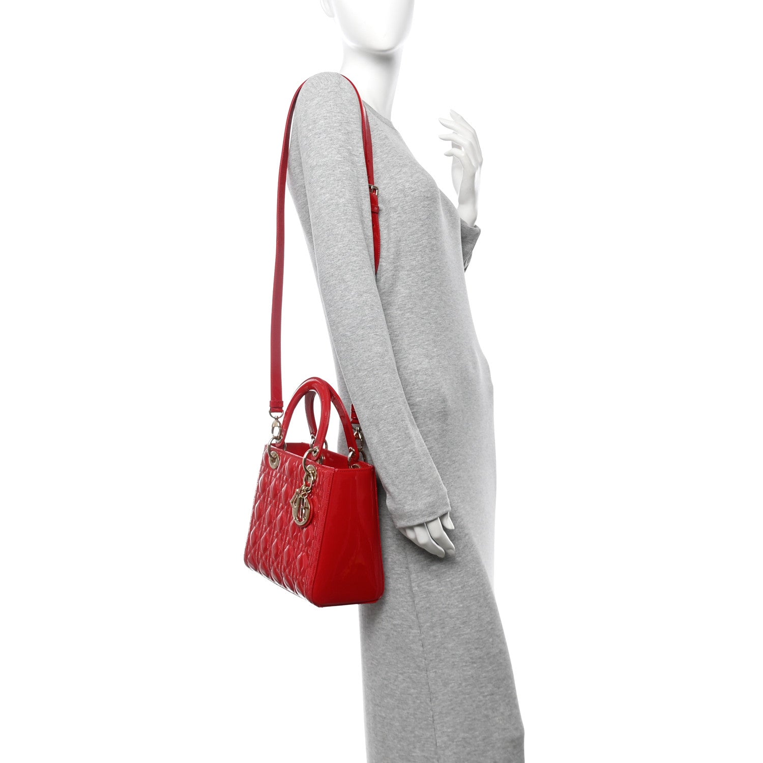 Patent Cannage Medium Lady Dior Red