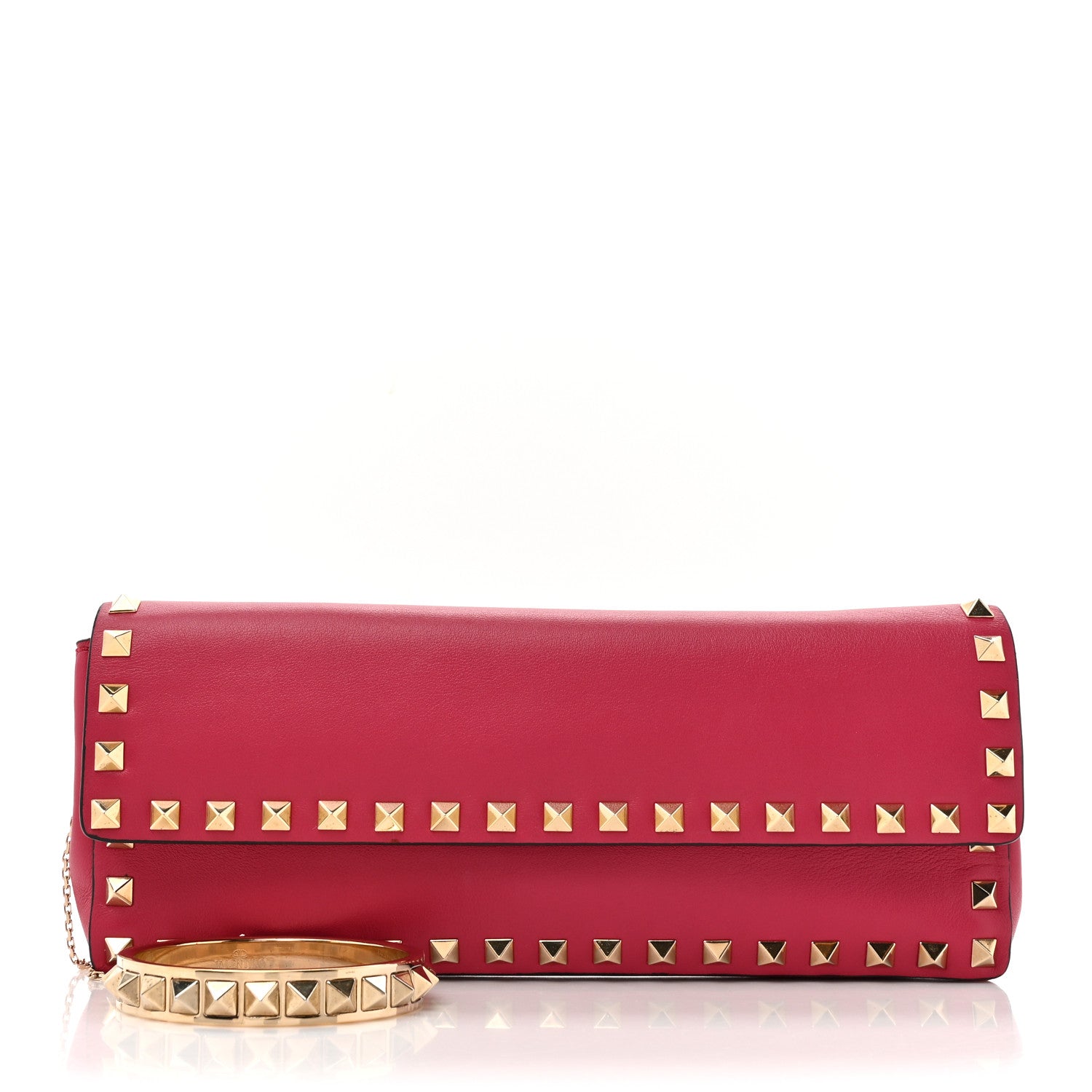 Nappa Rockstud Bangle Clutch Red