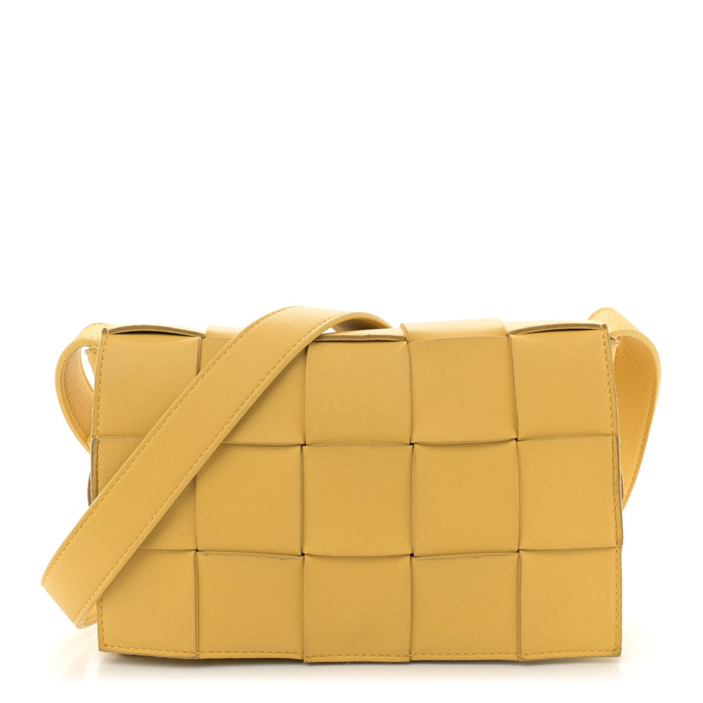 Lambskin Maxi Intrecciato Cassette Crossbody Bag Yellow