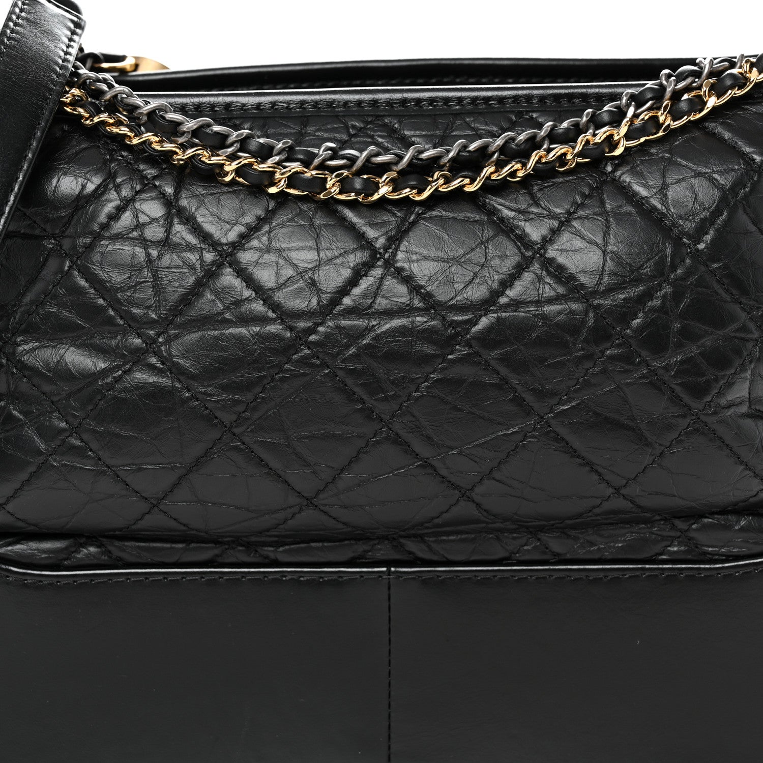 Aged Calfskin Quilted Medium Gabrielle Hobo Black