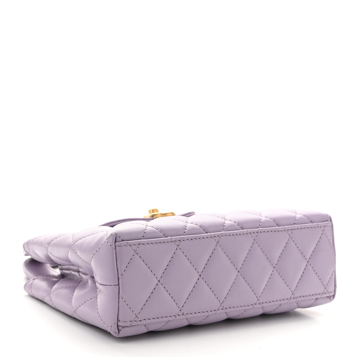 Shiny Aged Calfskin Quilted Nano Kelly Shopper Lilac