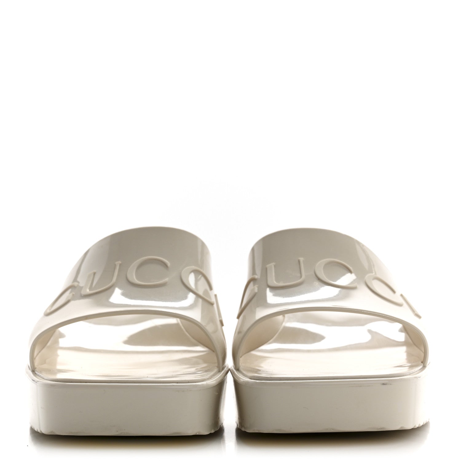 Rubber Gucci Logo Womens Platform 20/60mm Slide Sandals 38 Mystic White