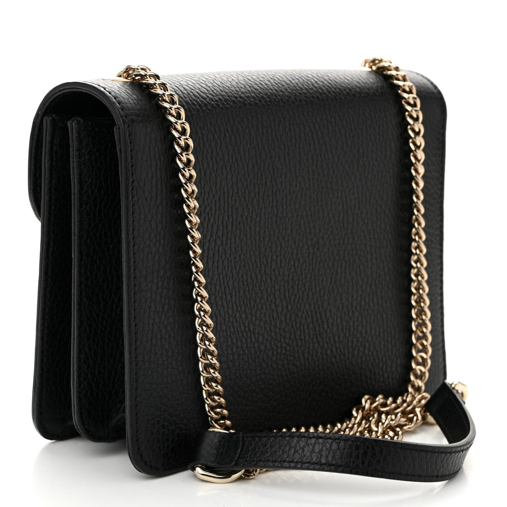 Dollar Calfskin Small Interlocking G Shoulder Bag Black