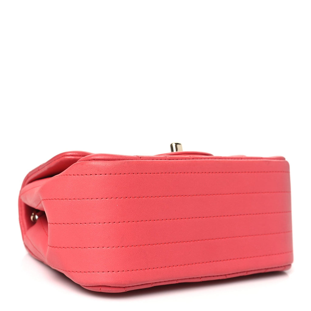 Lambskin Chevron Quilted Mini Square Flap Pink