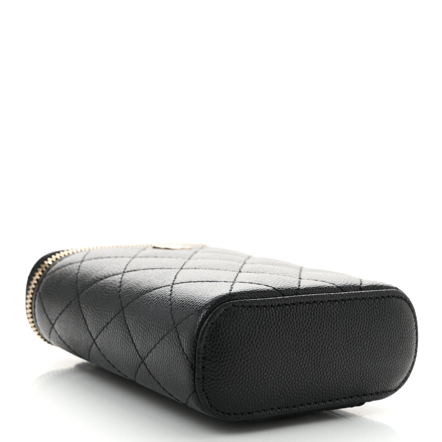 Caviar Quilted Small Vertical Coco Beauty Vanity Case With Chain Black