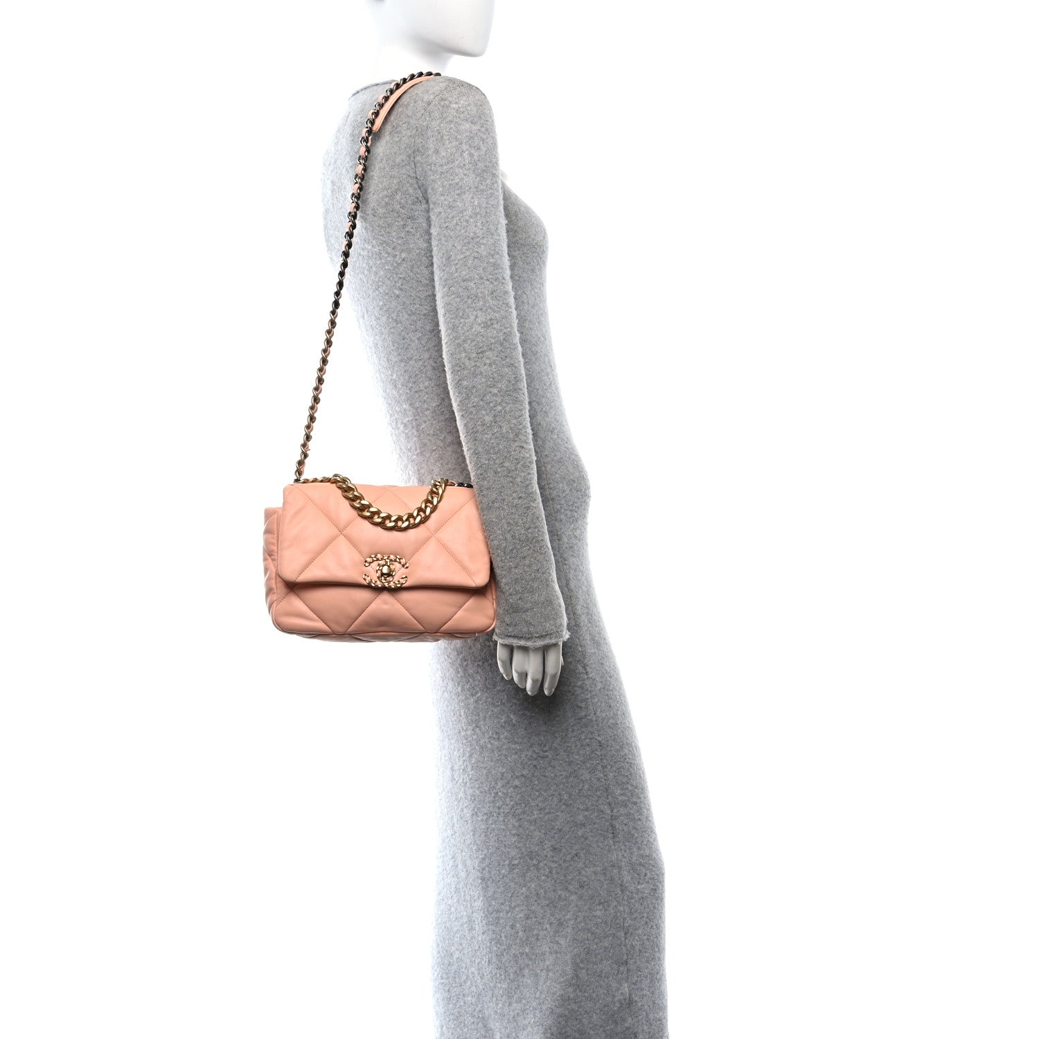 Lambskin Quilted Medium Chanel 19 Flap Light Pink
