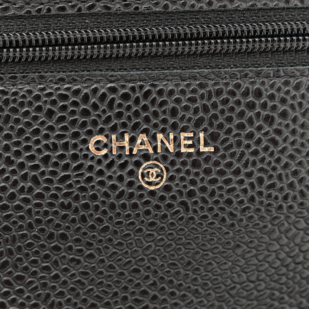 Caviar Quilted Wallet on Chain WOC Black