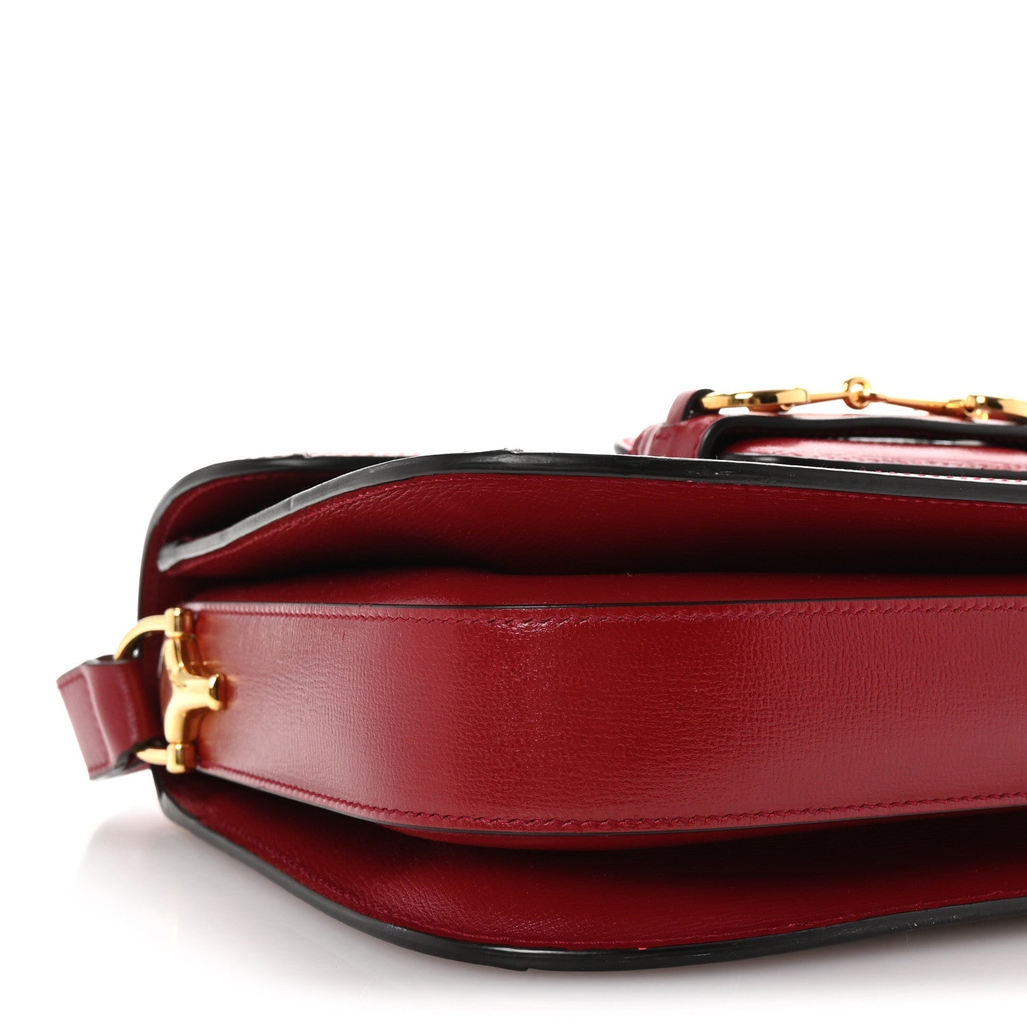 GG Supreme Monogram Azalea Calfskin Horsebit 1955 Shoulder Bag Beige Ebony New Cherry Red