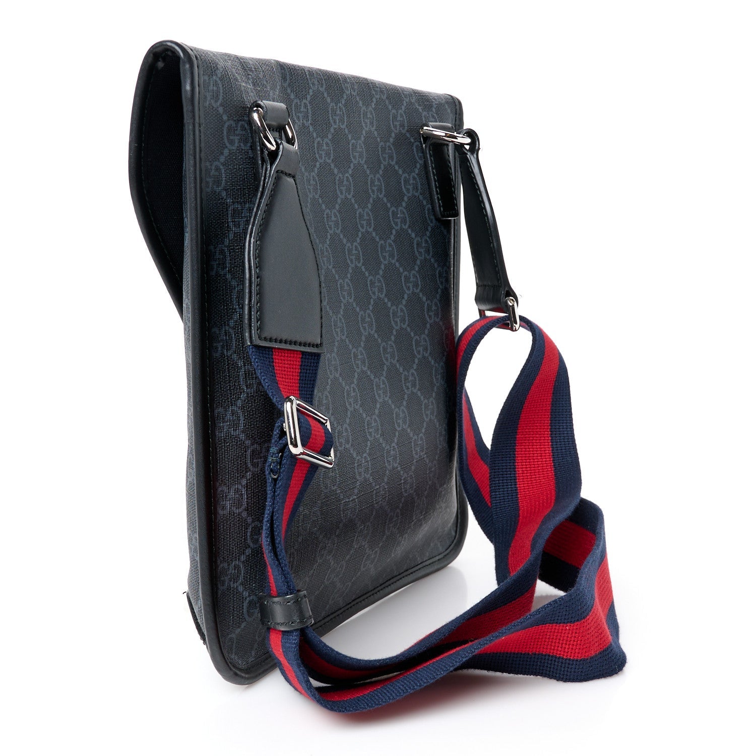 GG Supreme Monogram Web Medium Messenger Bag Black Grey