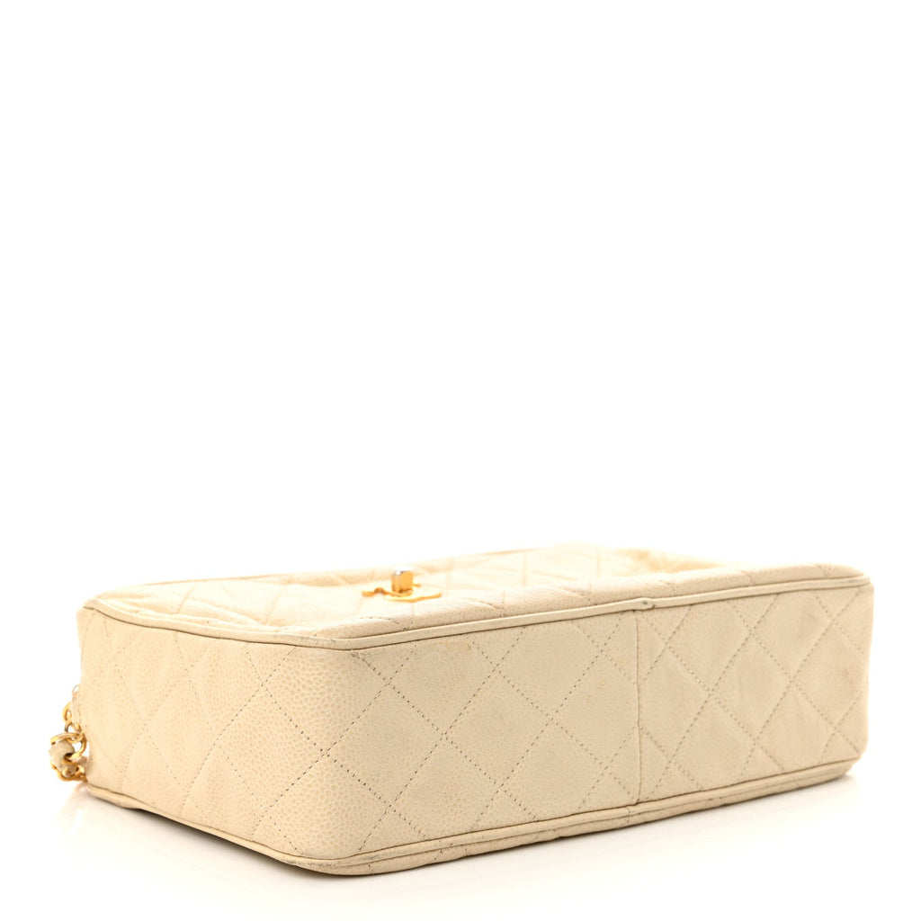 Caviar Quilted Camera Case Beige Clair