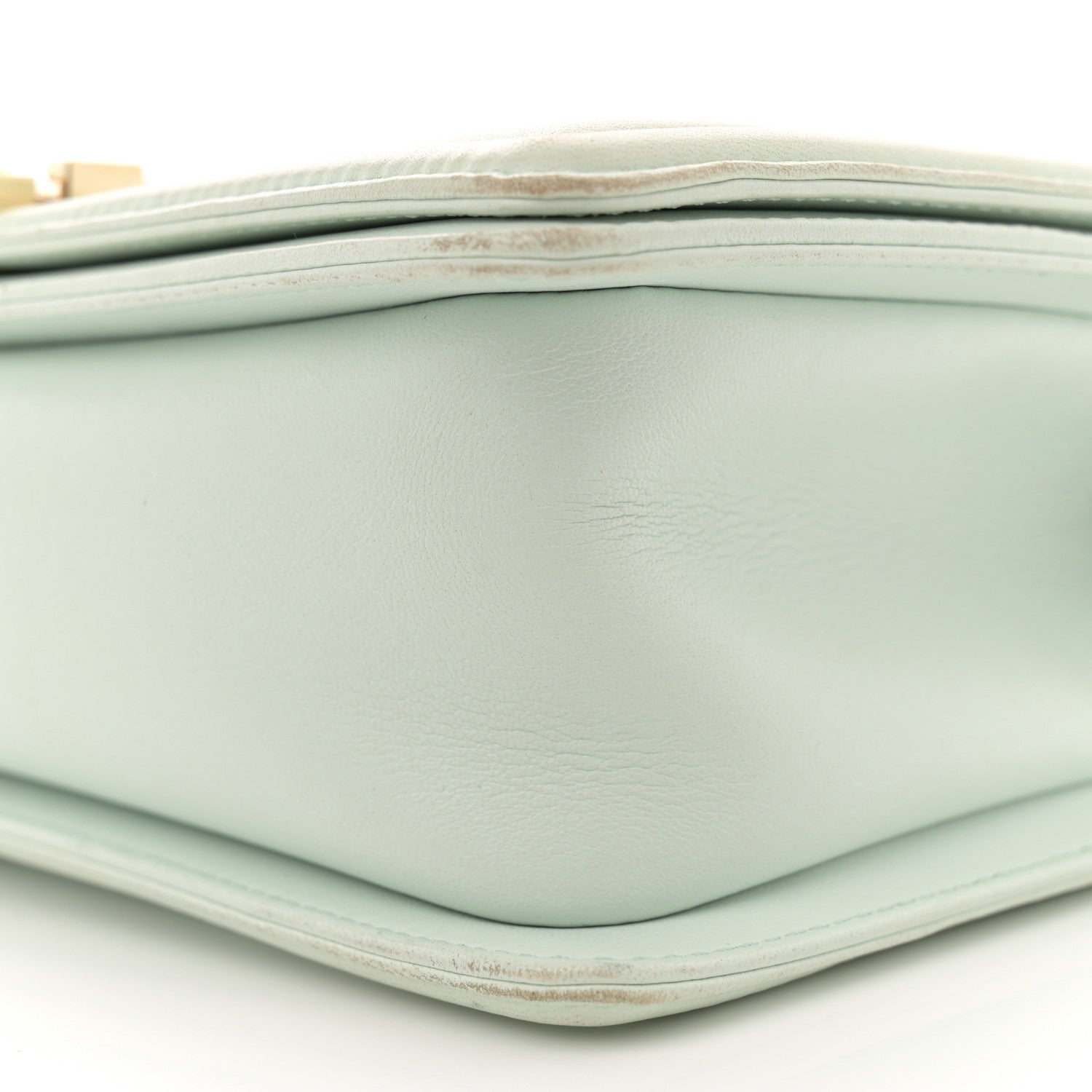 Lambskin Quilted Medium Boy Flap Light Green