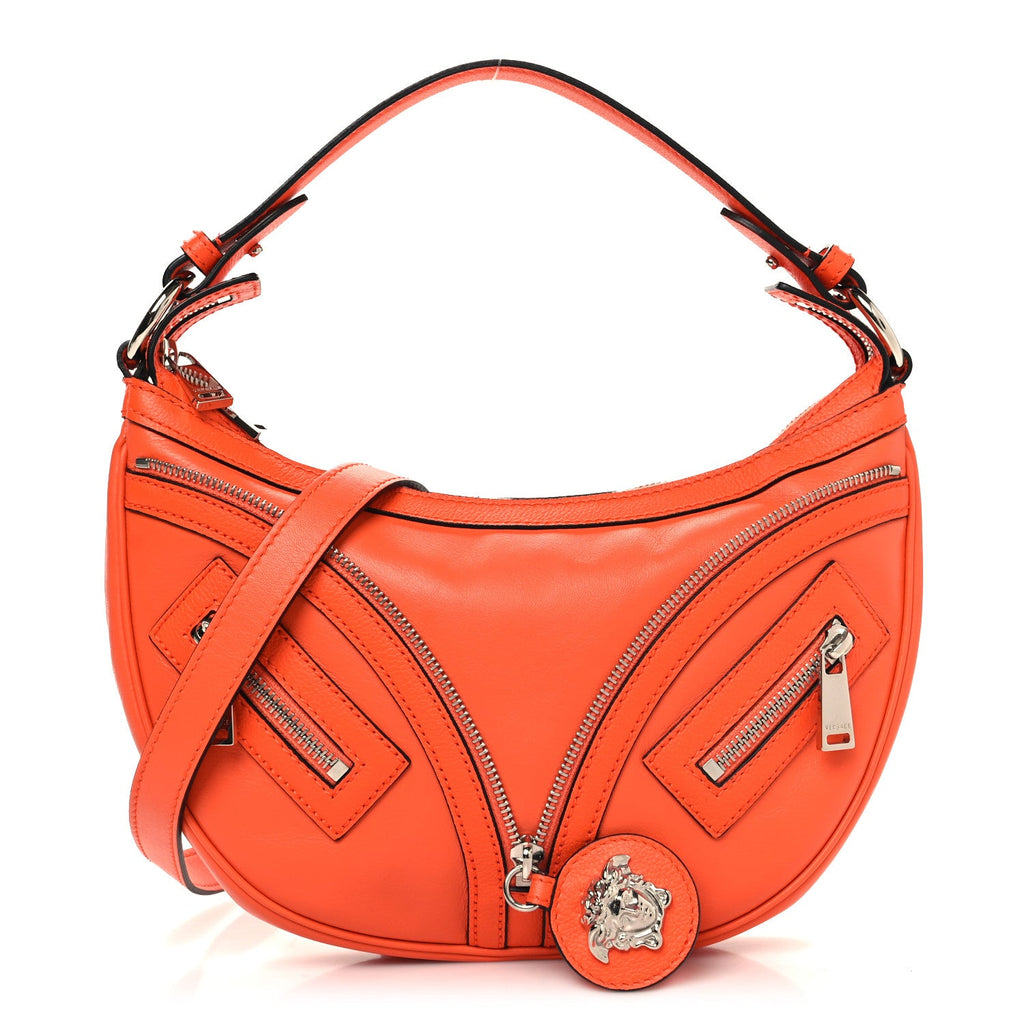 Calfskin Small Repeat Zip Hobo Orange