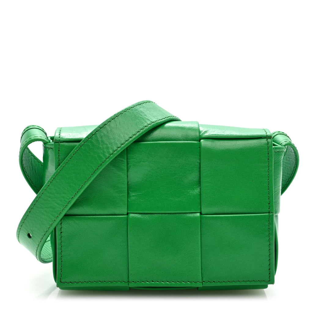 Paper Calfskin Maxi Intreccio Extra Mini Cassette Crossbody Bag Parakeet