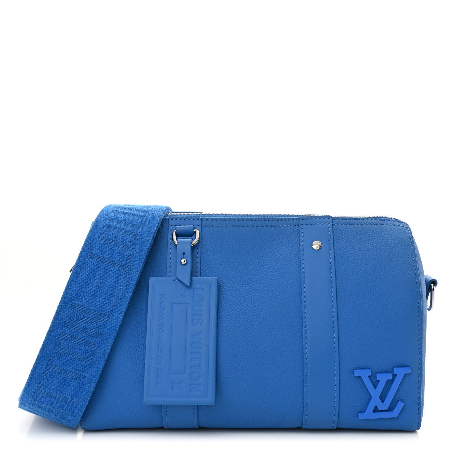 Grained Calfskin Aerogram City Keepall Bright Blue