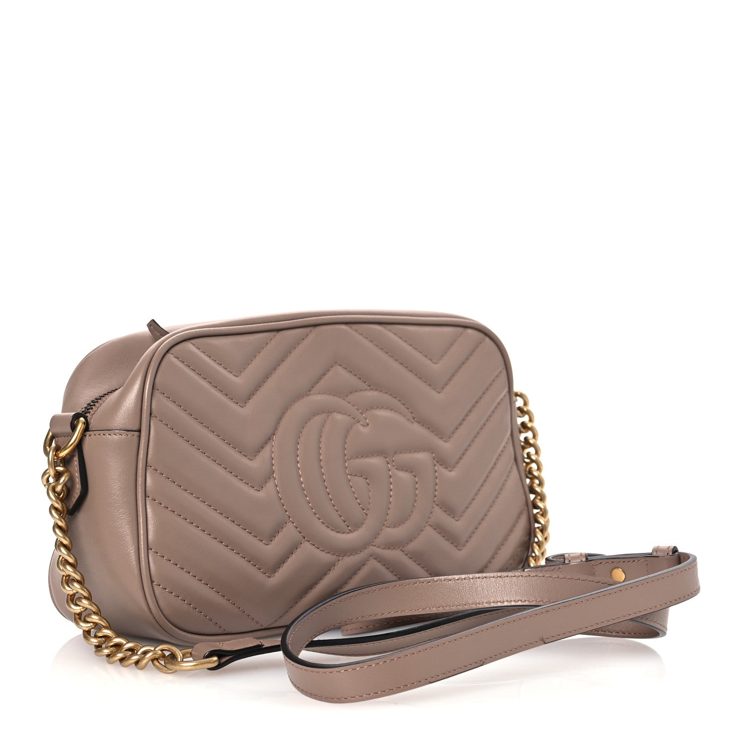 Calfskin Matelasse Small GG Marmont Chain Shoulder Bag Porcelain Rose