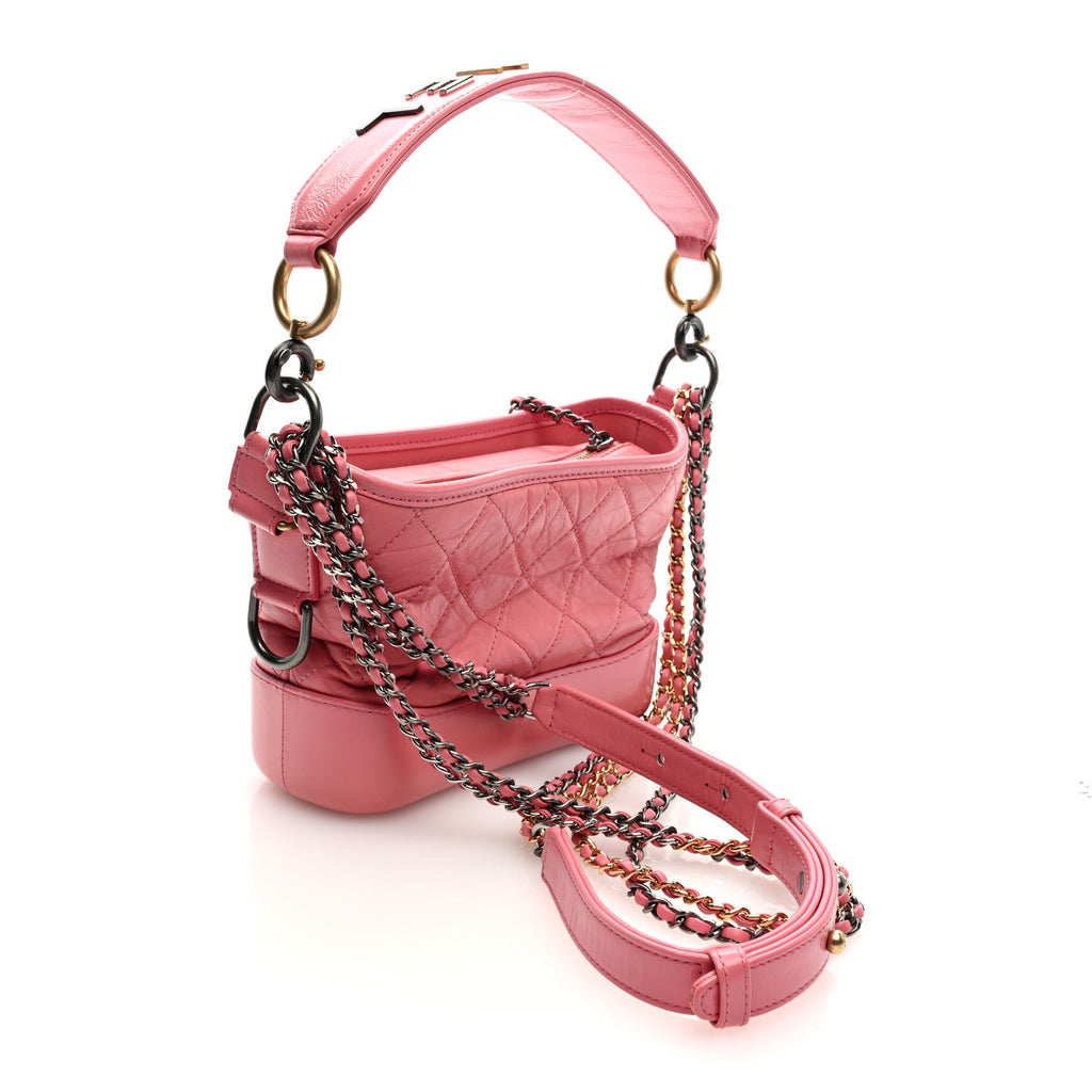 Aged Calfskin Quilted Small Gabrielle Logo Hobo Rose
