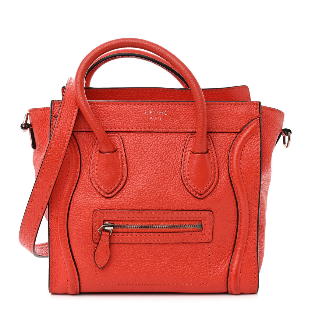 Drummed Calfskin Nano Luggage Red