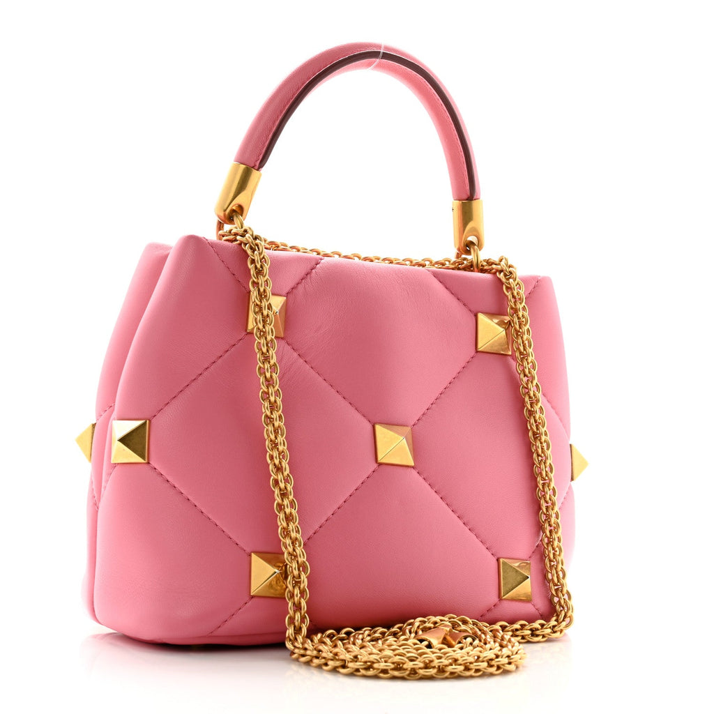 Nappa Small Roman Stud The Handle Bag Flamingo Pink
