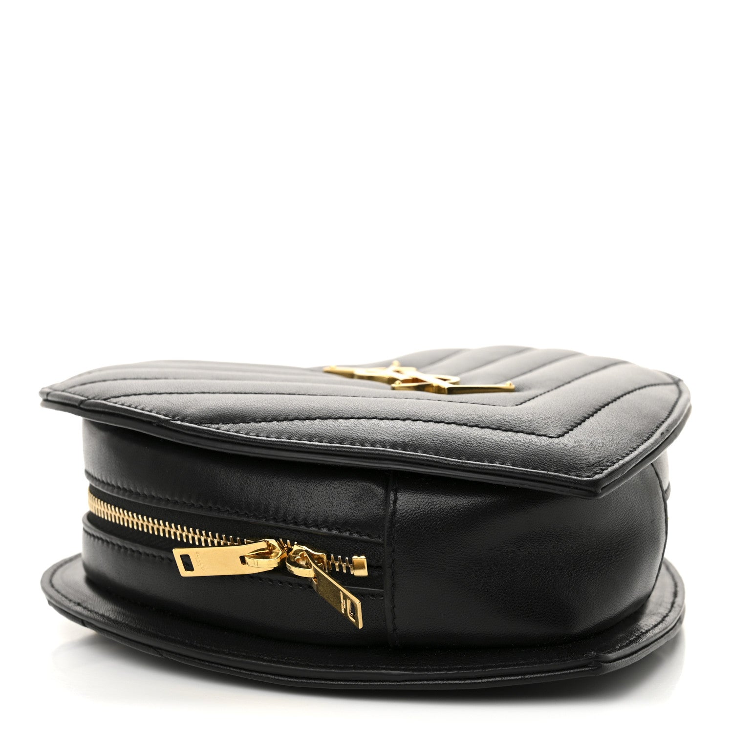 Lambskin Matelasse Chevron Monogram Small Love Heart Chain Bag Black
