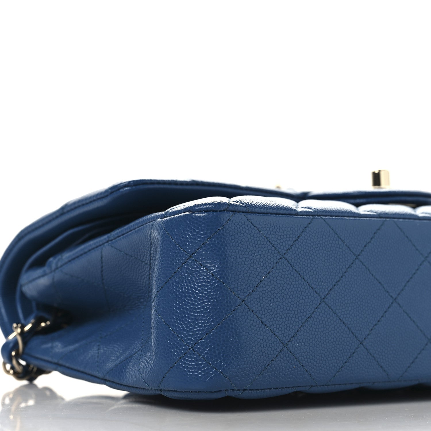 Caviar Quilted Medium Double Flap Blue