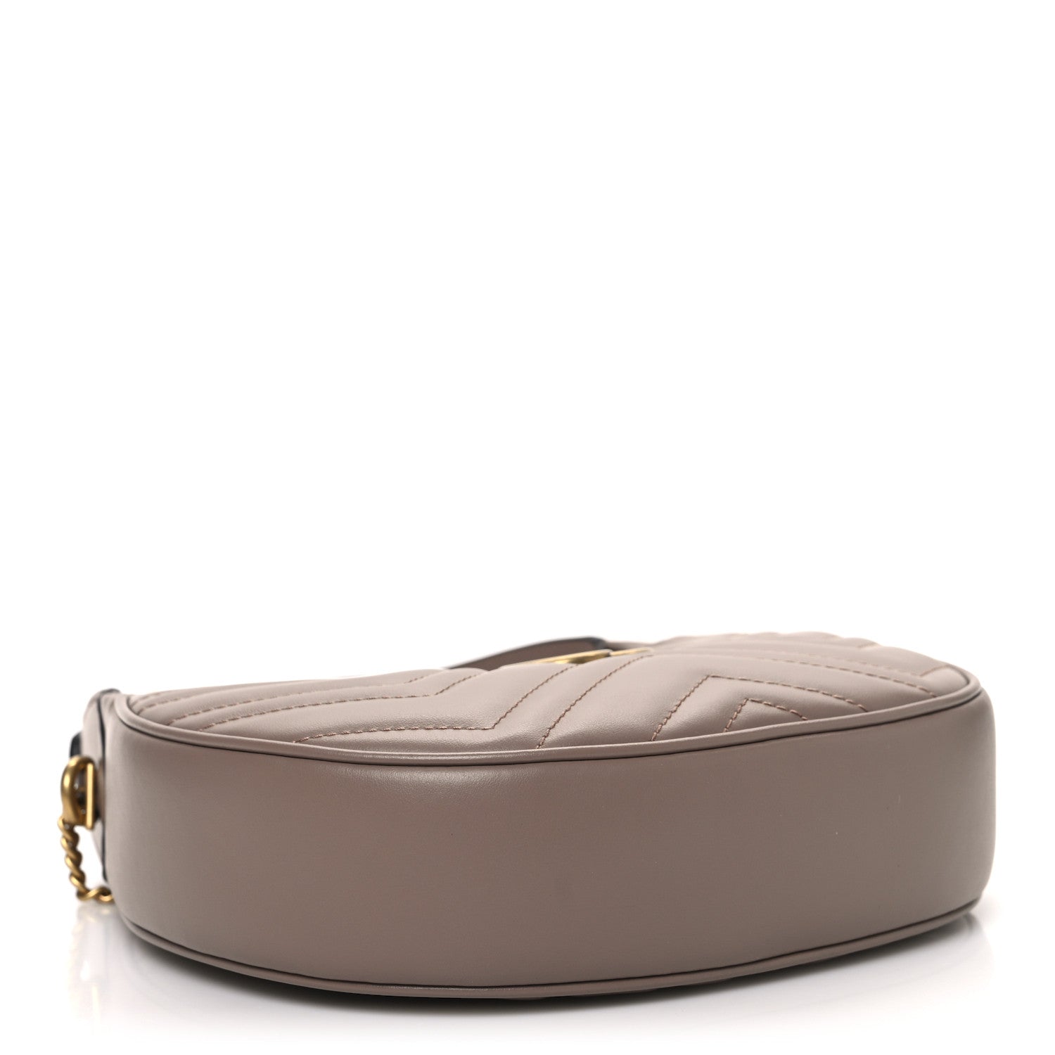 Calfskin Matelasse Chevron Mini GG Marmont Half Moon Hobo Porcelain Rose