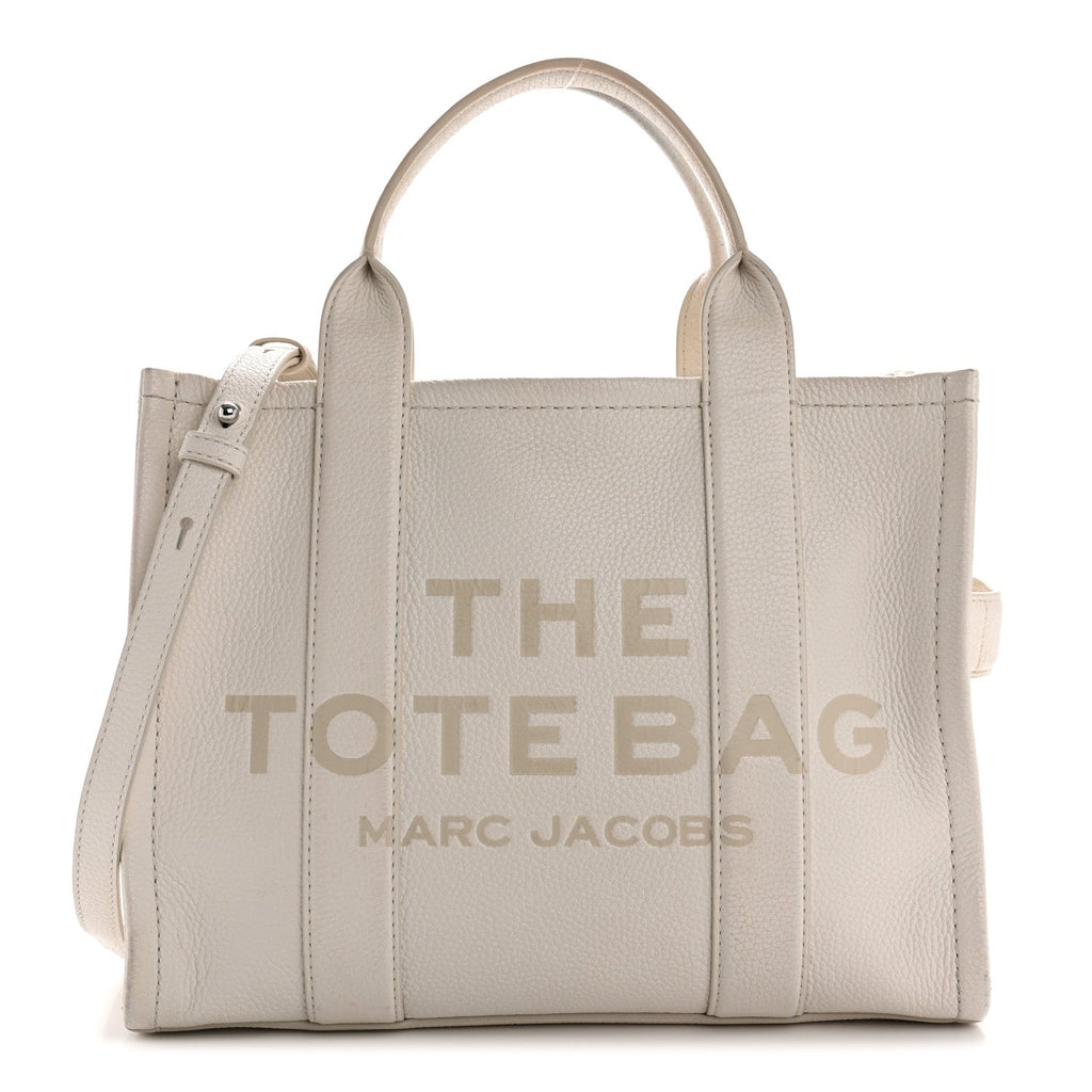Grained Calfskin Medium The Tote Bag Cotton Silver