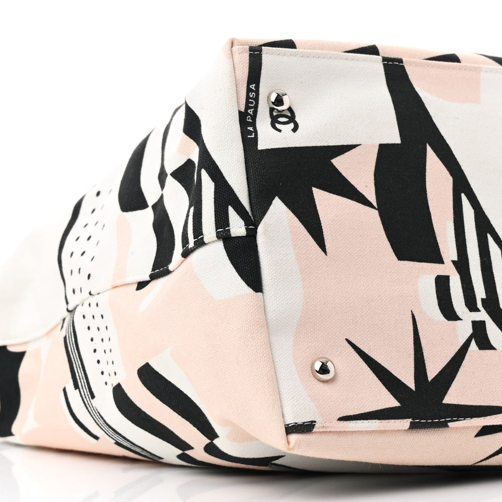 Canvas Cruise Print Tote Pink White Black