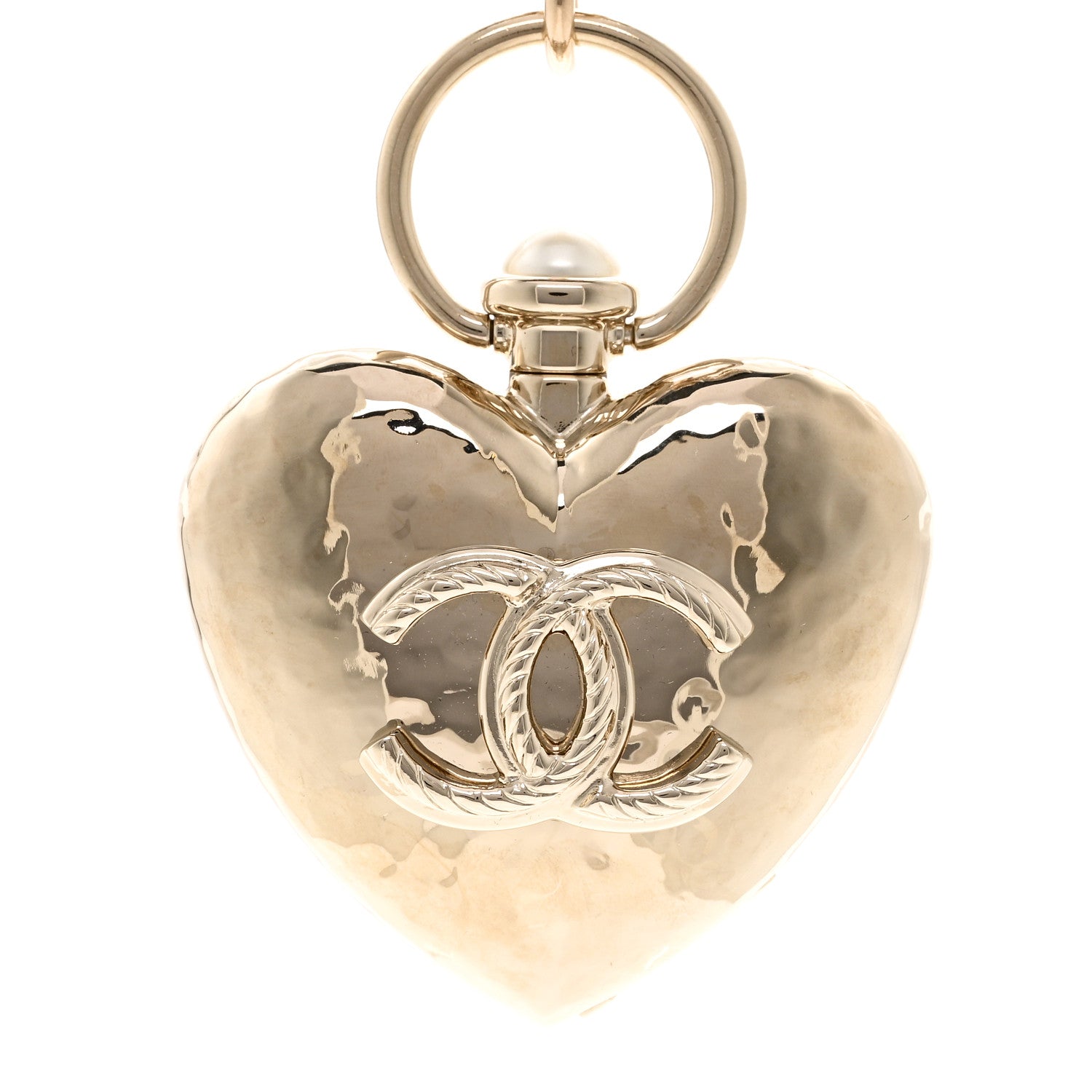 Metal CC Heart Locket Necklace Gold