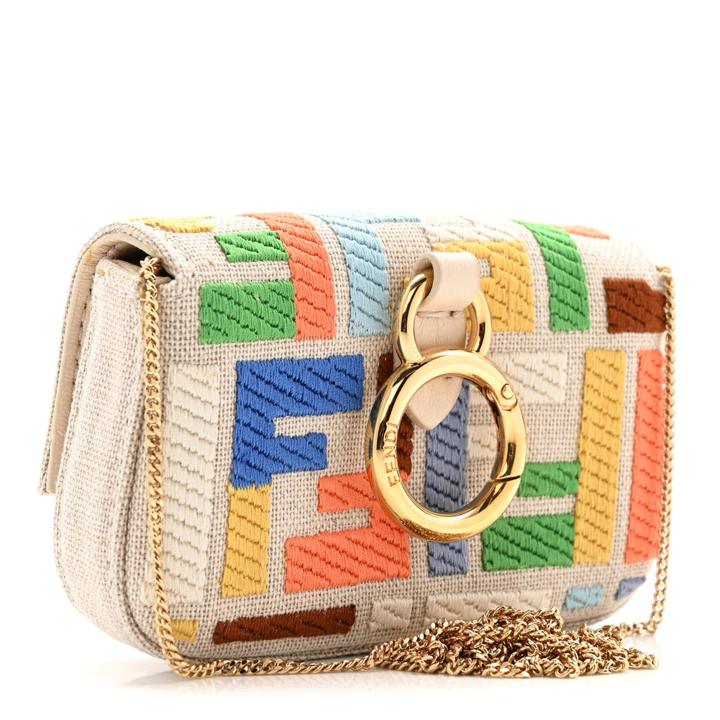 Kuban Canvas FF Embroidered Nano Baguette Charm Grezzo Multicolor
