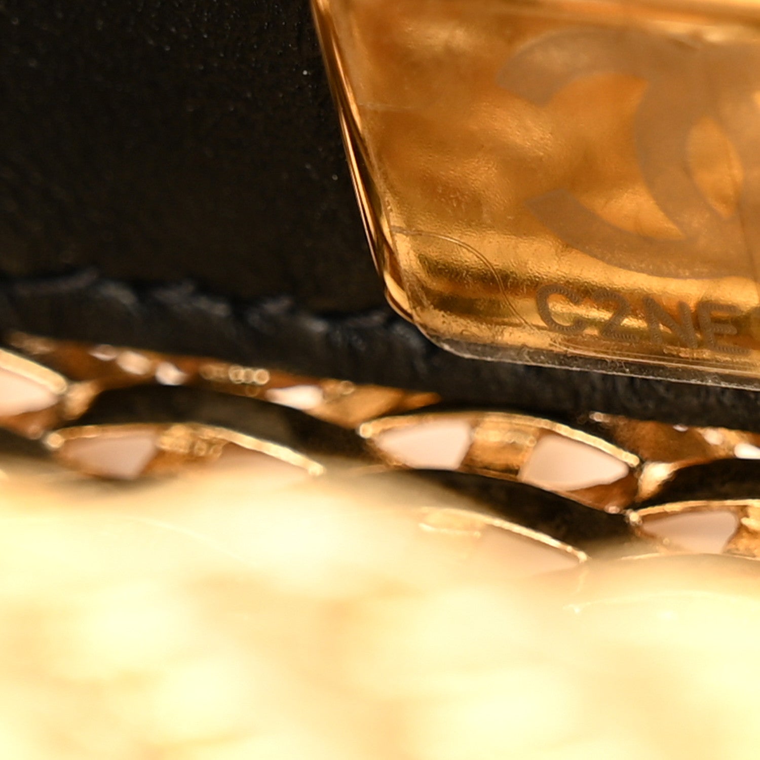 Woven Metal Lambskin Quilted Micro Flap Black Gold