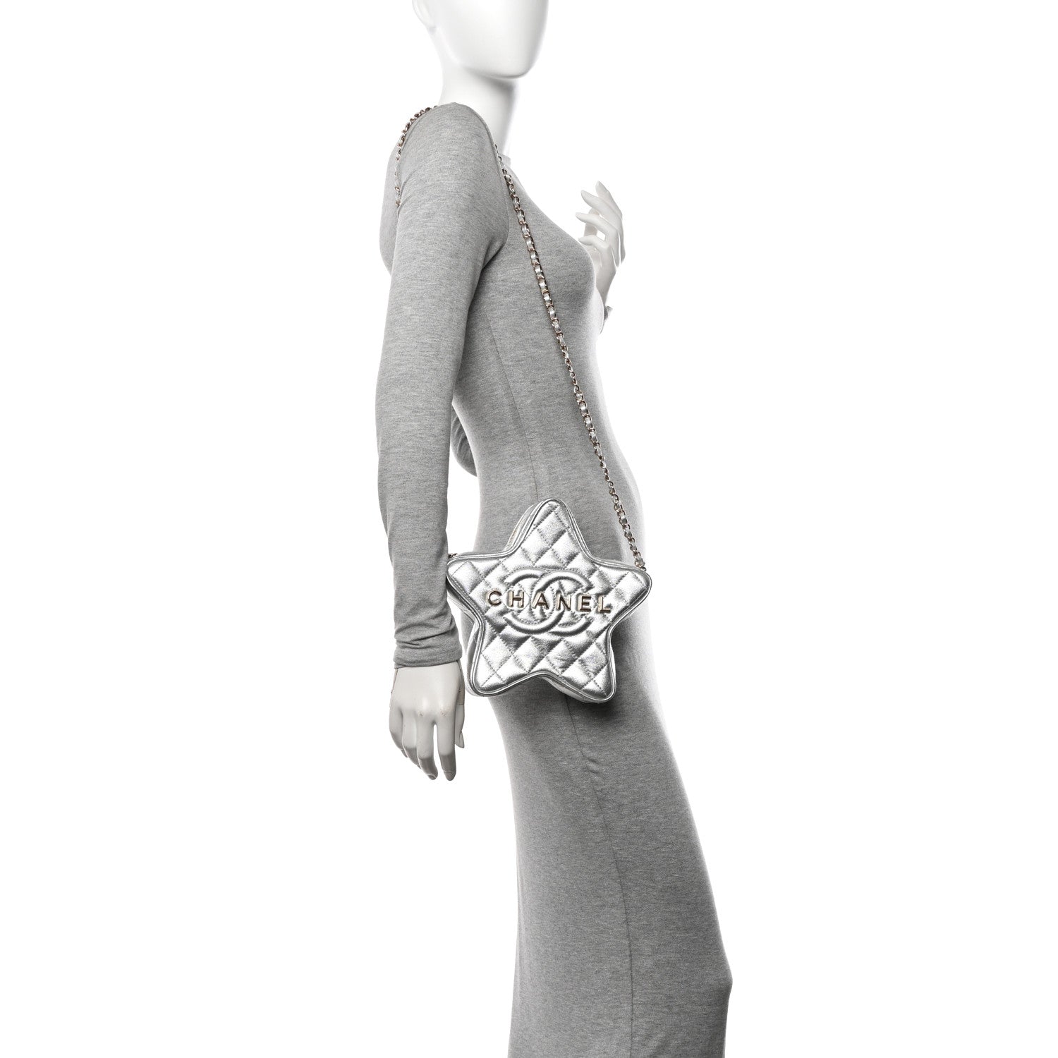 Metallic Lambskin Walk Of Fame Bag Silver