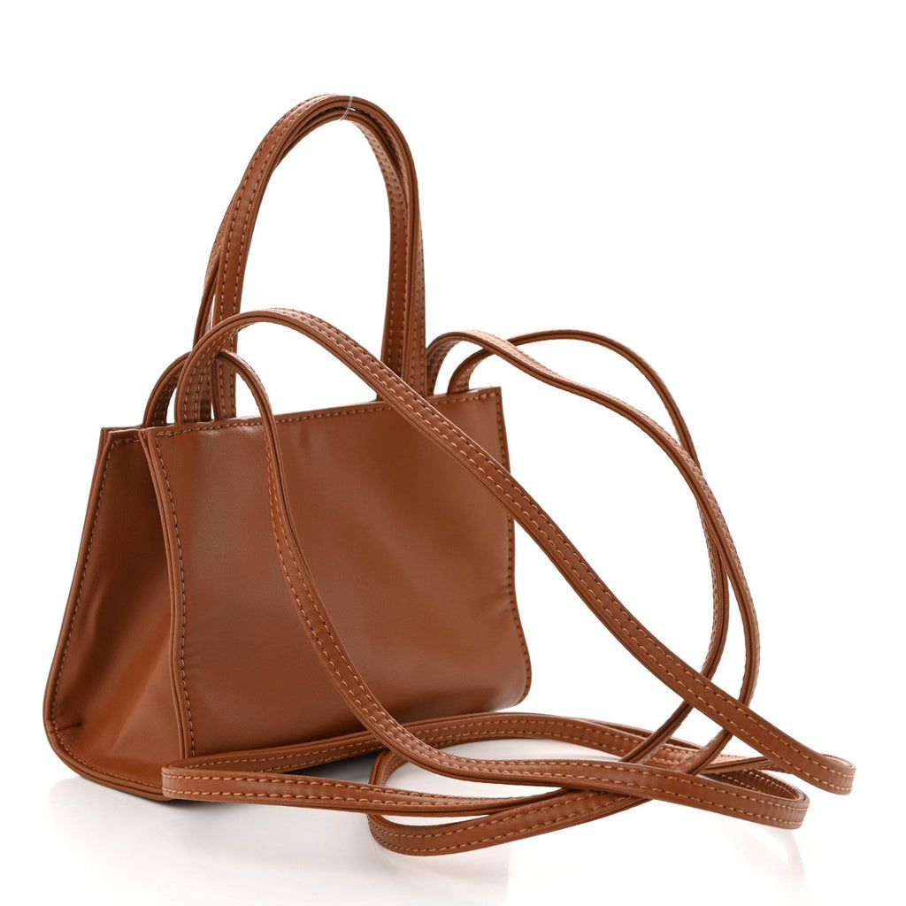 Vegan Leather Small Shopping Bag Tan