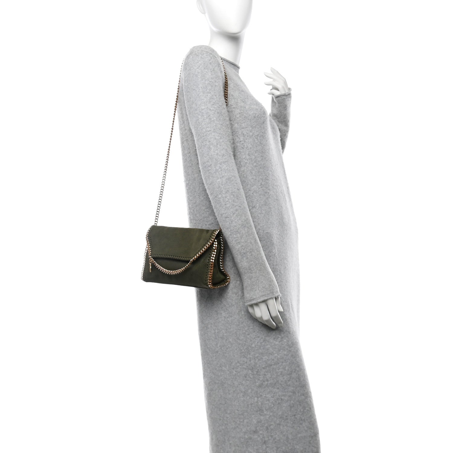 Shaggy Deer Mini Falabella Shoulder Bag Stone Green