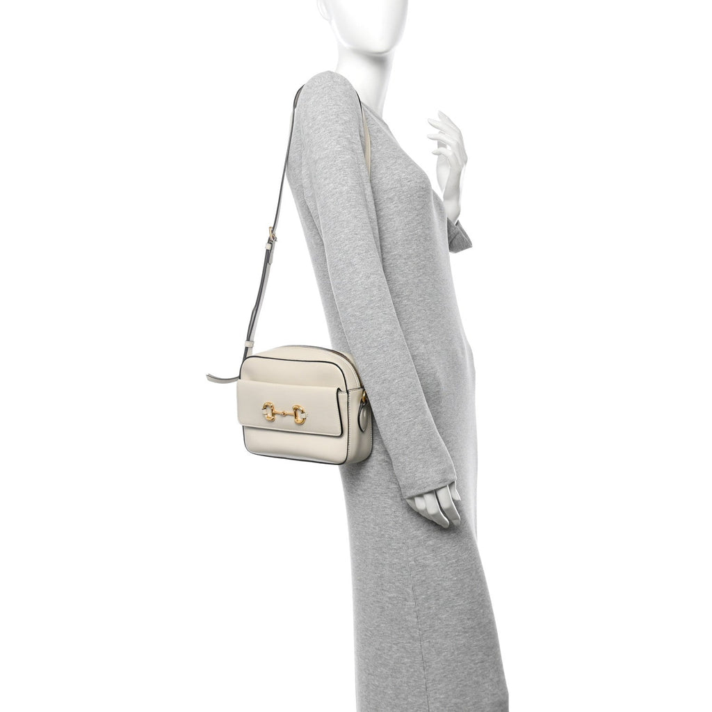 Azalea Calfskin Small Horsebit 1955 Shoulder Bag Mystic White