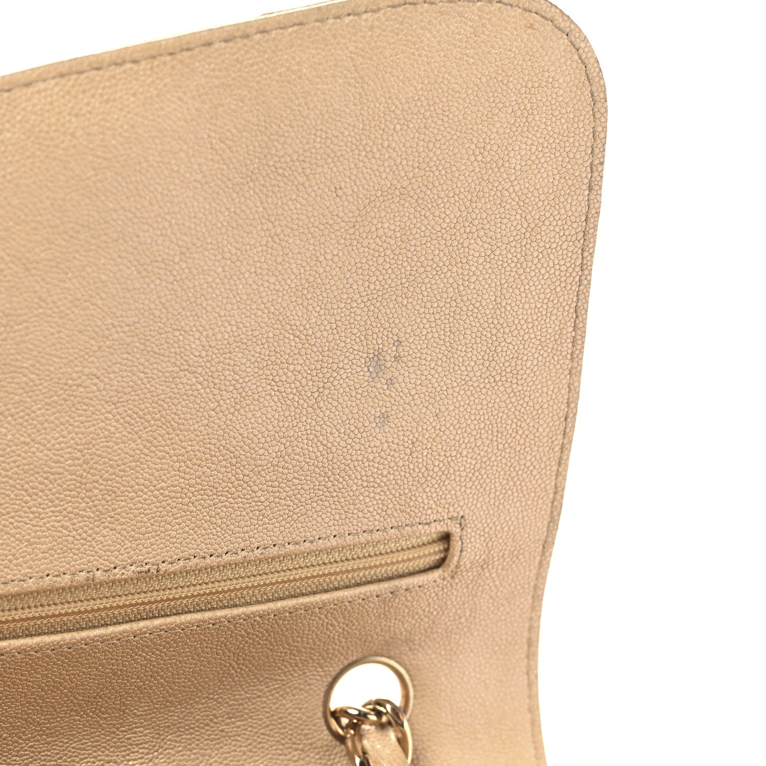Iridescent Caviar Quilted Jumbo Double Flap Beige