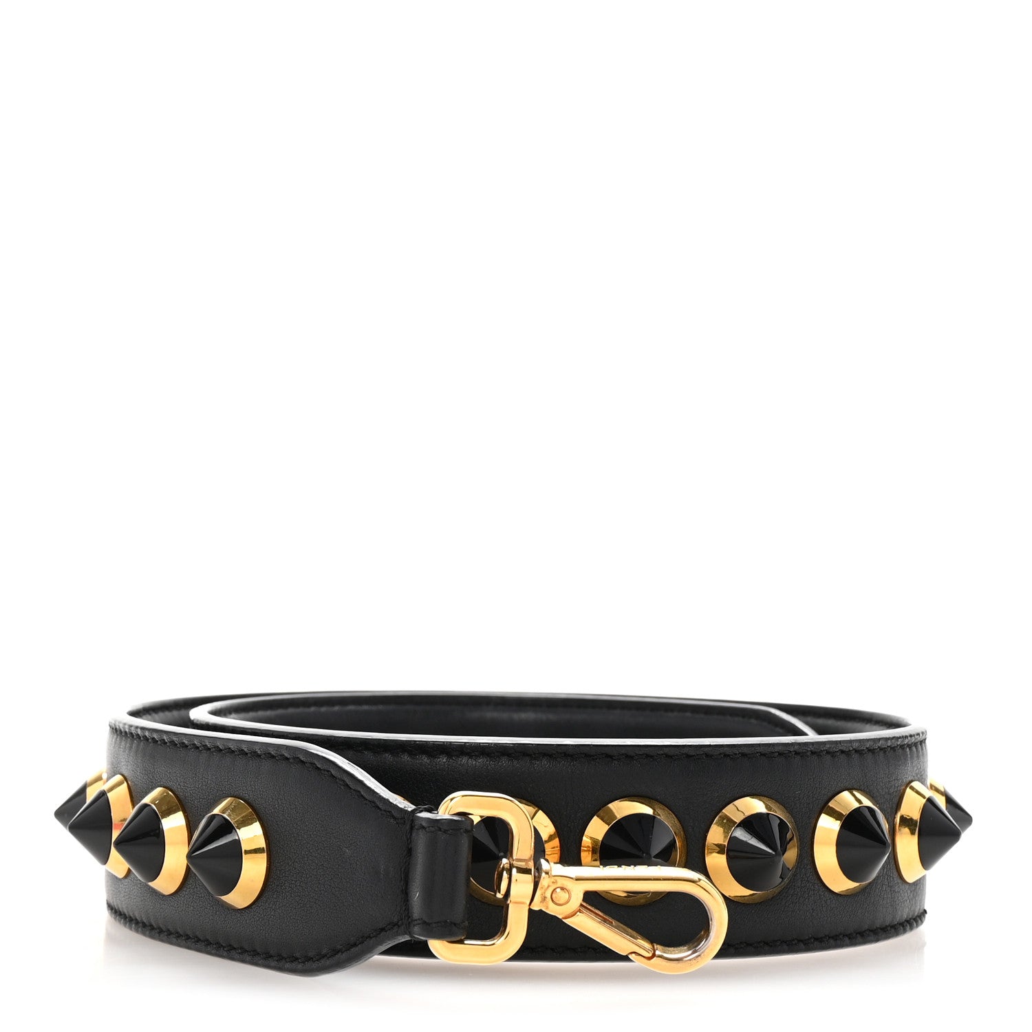 Vitello Dolce Spike Studded Strap You Black Gold