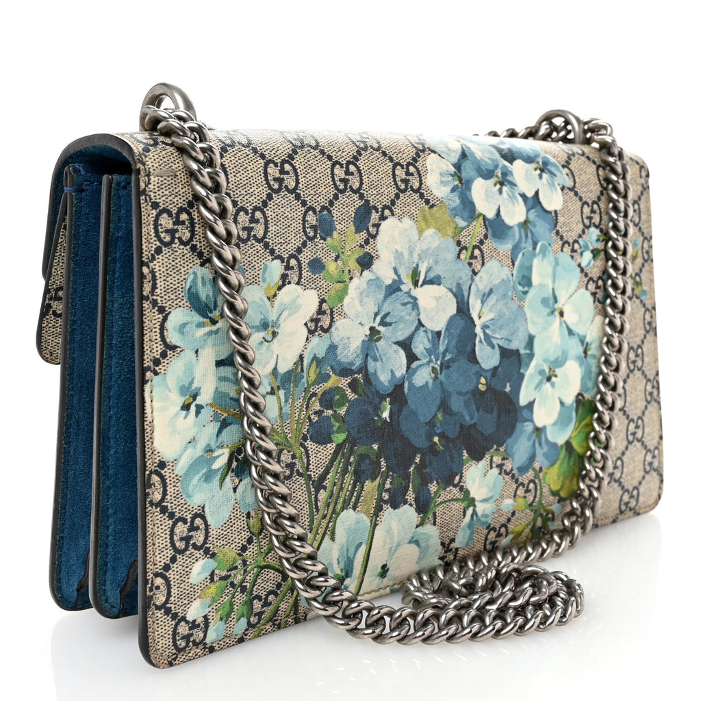 GG Supreme Monogram Blooms Small Dionysus Shoulder Bag Beige Navy Vintage Blue