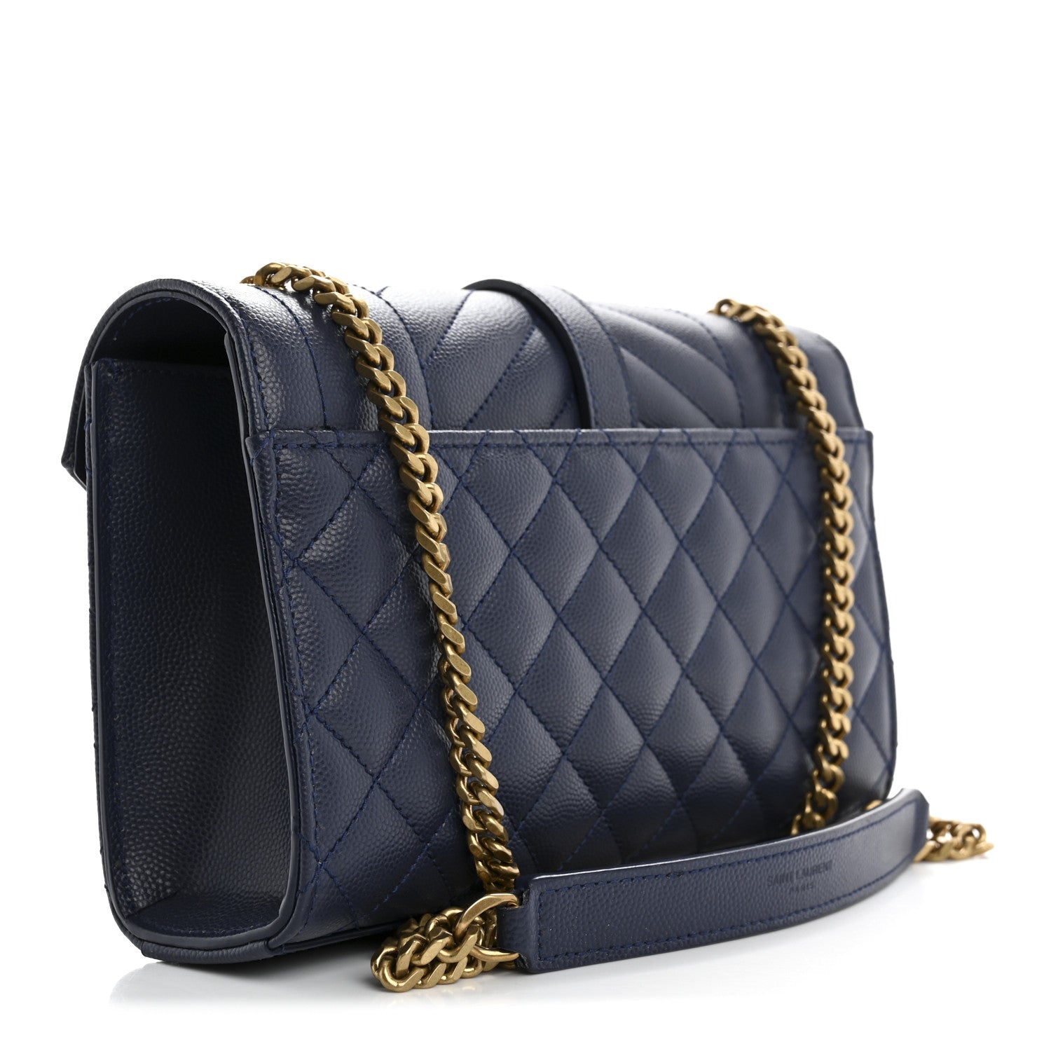 Grain De Poudre Textured Mixed Matelasse Triquilt Small Monogram Satchel Blue Charron